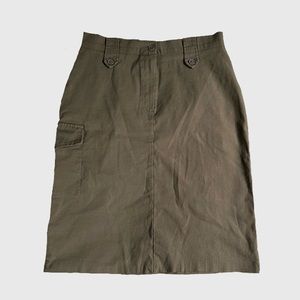 Vintage Jessica Army Green Cargo Style Knee Length Midi Skirt Size 10